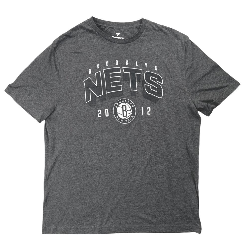 Fanatics Brooklyn Nets NBA Men's Gray Backboard Tri-Blend Tee T-Shirt Top Size L
